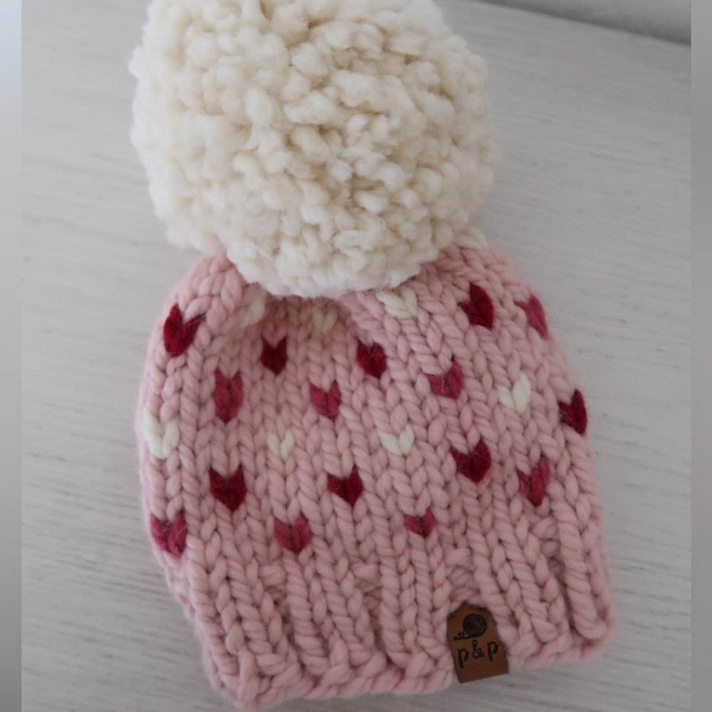 Adorable Pine and Poppy Knit Beanie - Perfect for Valentine’s Day!
